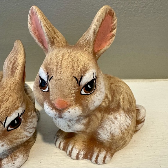 Vintage set of 3 bunny rabbits. Adorable ceramic bunny rabbits with cute faces - Picture 4 of 10